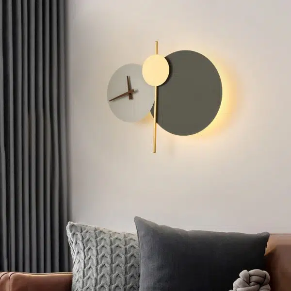 Modern Minimalist Round Iron Acrylic LED Clock Wall Sconce Lamp - Image 8