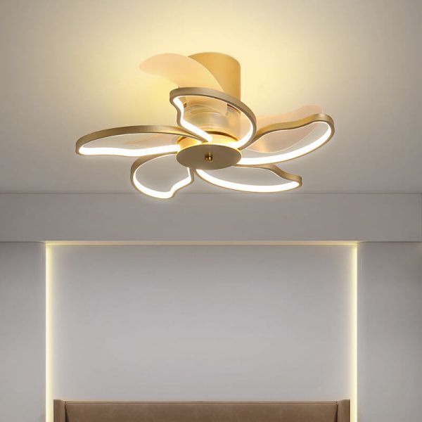 Nordic Minimalist Petal Shaped LED Semi-Flush Mount Ceiling Fan Light - Image 19