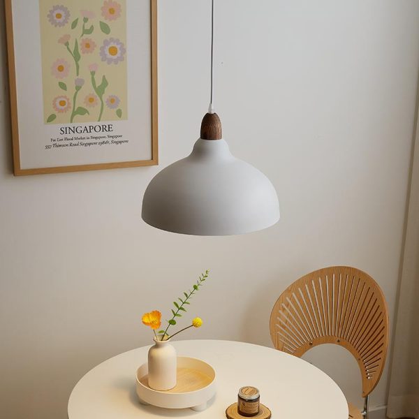 Japanese Simple Solid Wood Dome Round Hardware 1-Light Pendant Light - Image 11