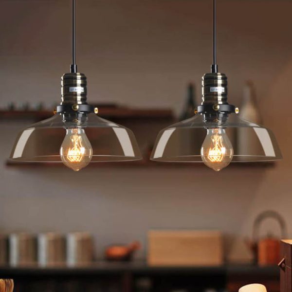 Industrial Simple Personalized Transparent Glass Bowl 1-Light Pendant Light - Image 2
