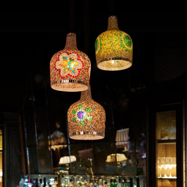 Modern Creative Stained Glass Bottle 1-Light Pendant Light - Image 7