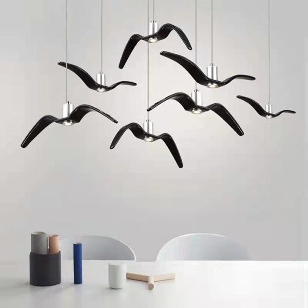 Nordic Creative Personality Wrought Iron Seagull LED Pendant Light - Image 3