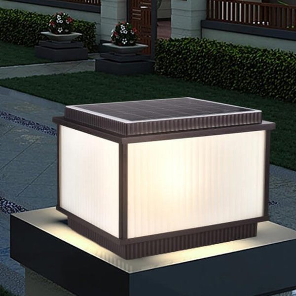 Modern Minimalist Solar Rectangle Aluminum Glass 1-Light Post Head Light  For Outdoor Patio - Image 12