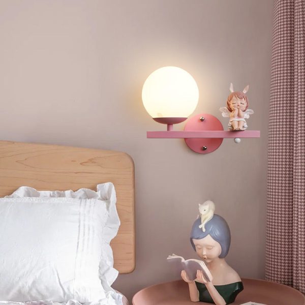 Contemporary Creative Kids Girls Unicorn Orb Resin Iron Glass 1-Light Wall Sconce Lamp For Bedroom - Image 11