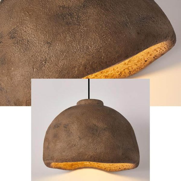 Contemporary Nordic Rough Rock Texture Semicircular 1-Light Pendant Light for Dining Room - Image 10
