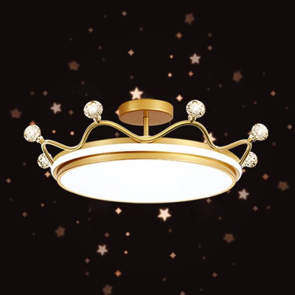 Contemporary Creative Kids Crown Iron Acrylic LED Semi-Flush Mount Ceiling Light For Bedroom - Image 11