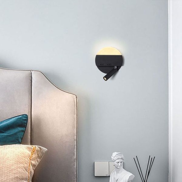 Modern Minimalist Round Square Acrylic Aluminum LED Reading Wall Sconce Lamp - Image 4