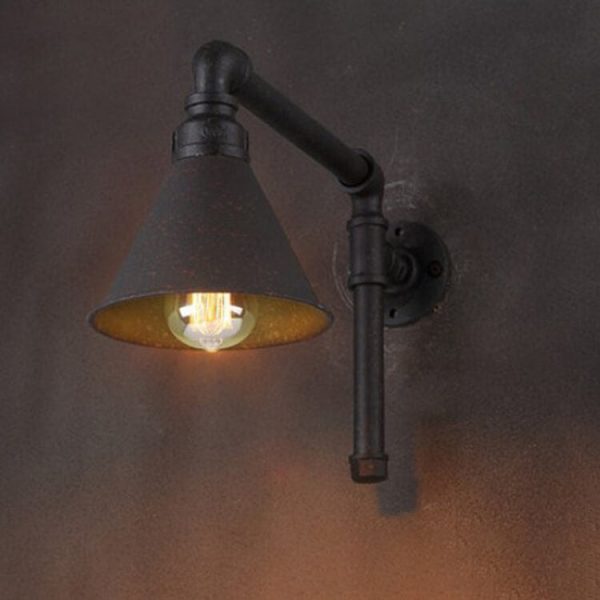 Industrial Vintage Plumbing Cone Iron 1-Light Wall Sconce Lamp - Image 4