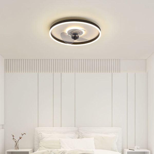 Nordic Minimalist Round Invisible LED Flush Mount Ceiling Fan Light - Image 19