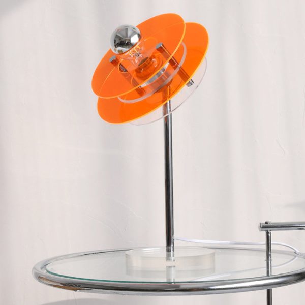 Modern Mid-Century Round Flying Saucer Iron Acrylic 1-Light Table Lamp For Bedroom - Image 5