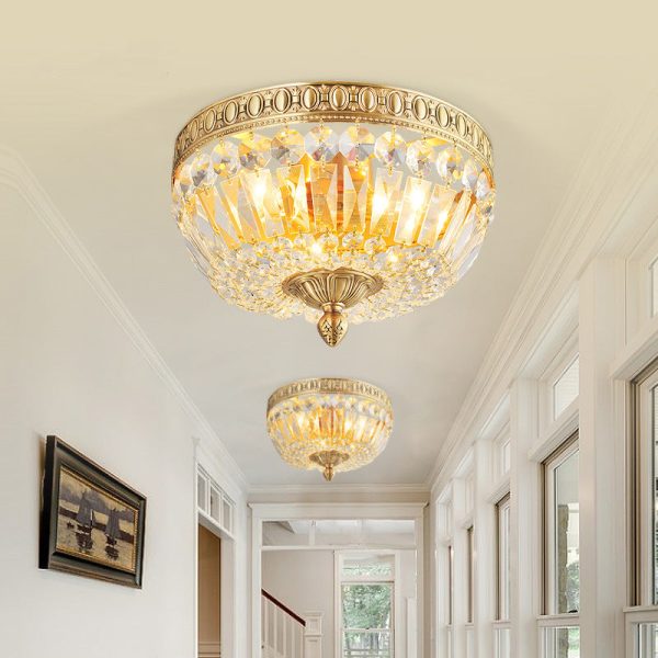 French Vintage Crystal Round 3/5/9 Light Flush Mount Ceiling Light - Image 14