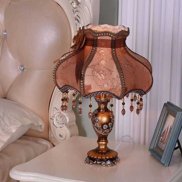 European Luxury  Fabric Lace Resin 1-Light Table Lamp - Image 26