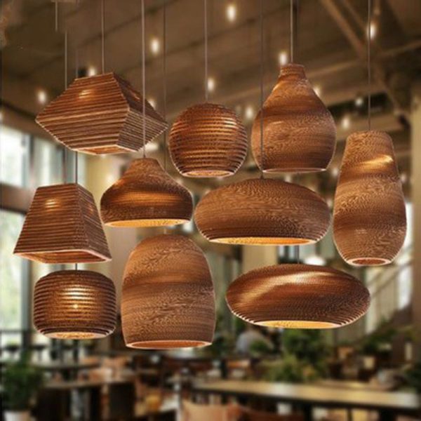 Contemporary Retro Paper Elliptic Spherical Bell Trapezoid Semicircle Polygonal 1-Light Pendant Light For Dining Room - Image 3