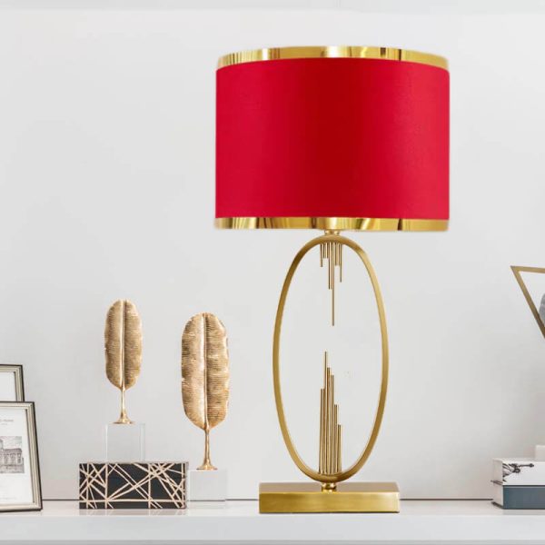 Modern Mid-Century Square Round Metal Fabric 1-Light Table Lamp For Bedroom - Image 4