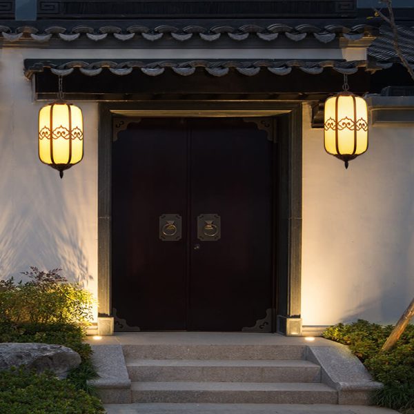 Modern Chinese Marble Lantern Outdoor Waterproof 1-Light Pendant Light - Image 17