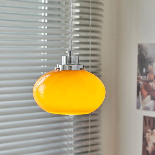 Nordic Yellow Glass Dome 1-Light Pendant Light - Image 10