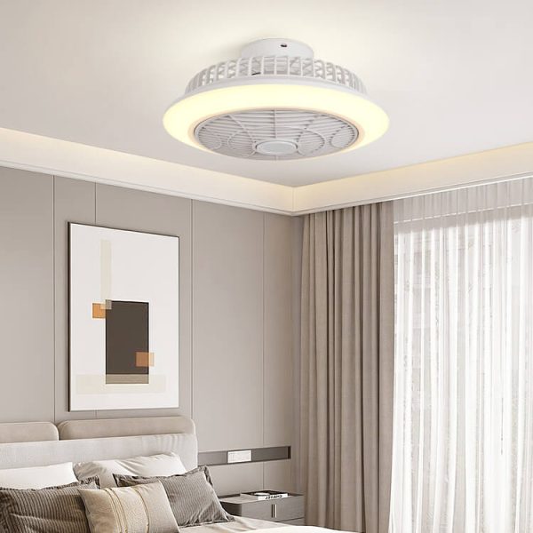Modern Minimalist Round Cage Iron Acrylic LED Flush Mount Ceiling Fan Light - Image 3