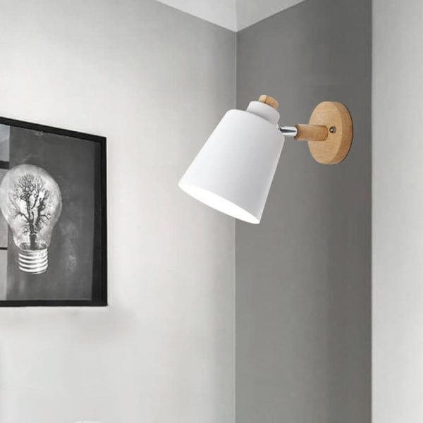 Minimalist Macaron Barrel Shade Wooden Chassis Plug 1-Light Wall Sconce Lamp - Image 3