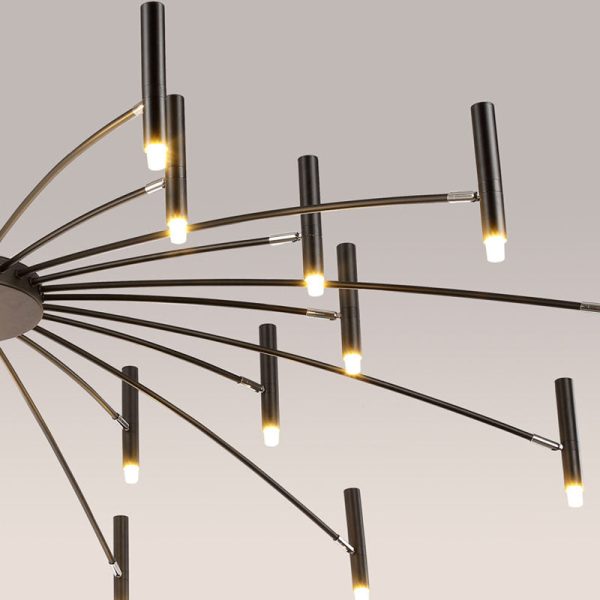 Contemporary Scandinavian Round Radioactive Iron Aluminum 12/24 Light Chandelier For Living Room - Image 10