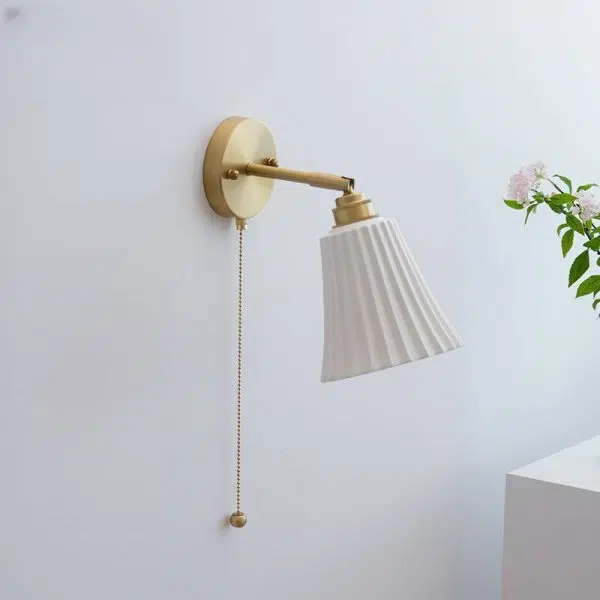 Modern Minimal Brass Ceramic 1-Light Wall Sconce Lamp - Image 2
