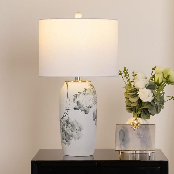 Modern Chinese Ink Painting Ceramic Fabric 1-Light Table Lamp - Image 11
