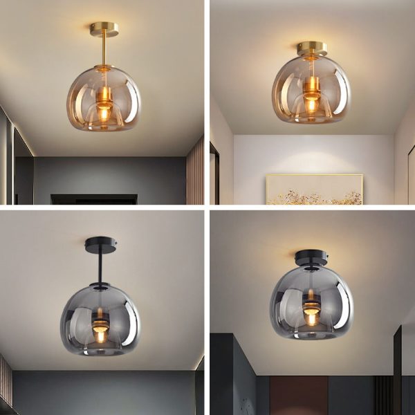 Nordic Light Luxury Round Glass Ball 1-Light Semi-Flush Mount Ceiling Light - Image 5