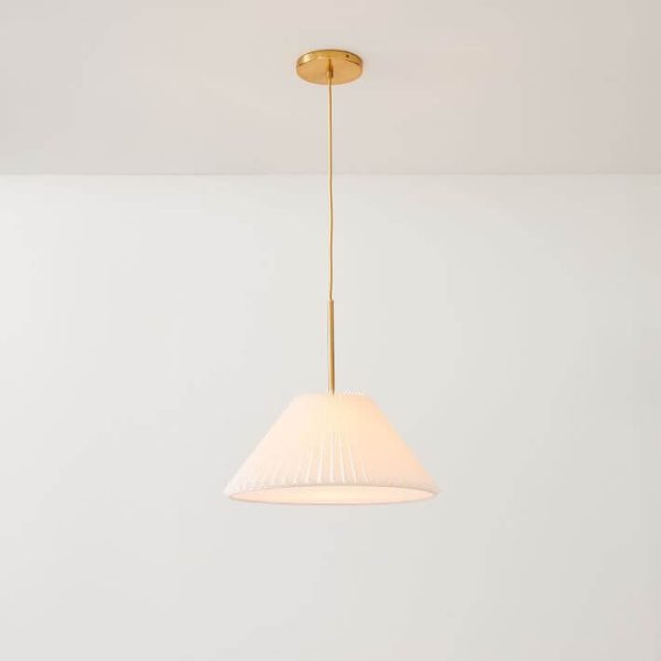 Nordic Minimalist Pleated PVC Fabric Drum Cone 1-Light Pendant Light - Image 2