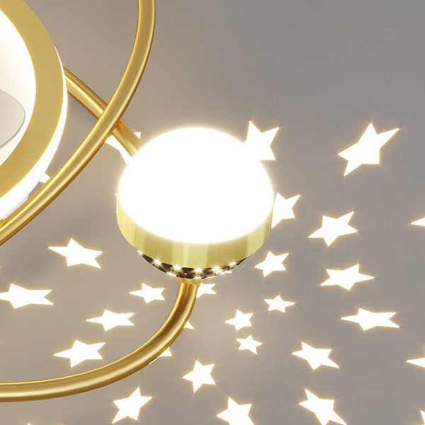 Modern Light Luxury Ring Star Effect LED Invisible Flush Mount Ceiling Fan Light - Image 6