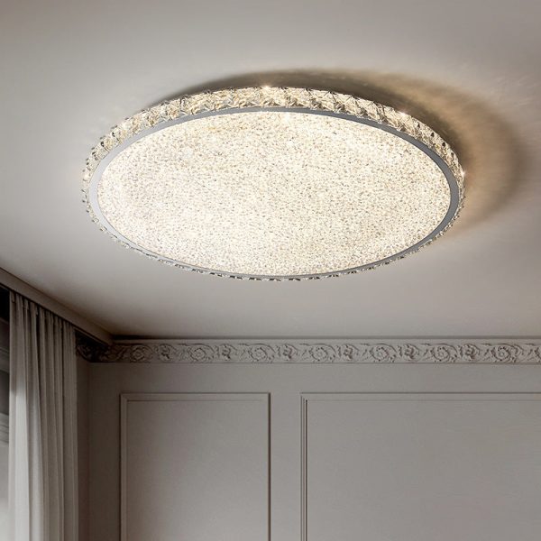 Modern Luxury Stainless Steel Crystal Round Square Rectangular LED Flush Mount Ceiling Light For Living Room - Image 17