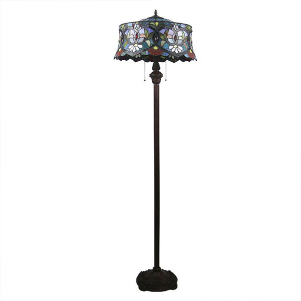 Traditional Tiffany Lily Stained Glass Yurt Shape 2-Light Standing Floor Lamp For Study - Image 6