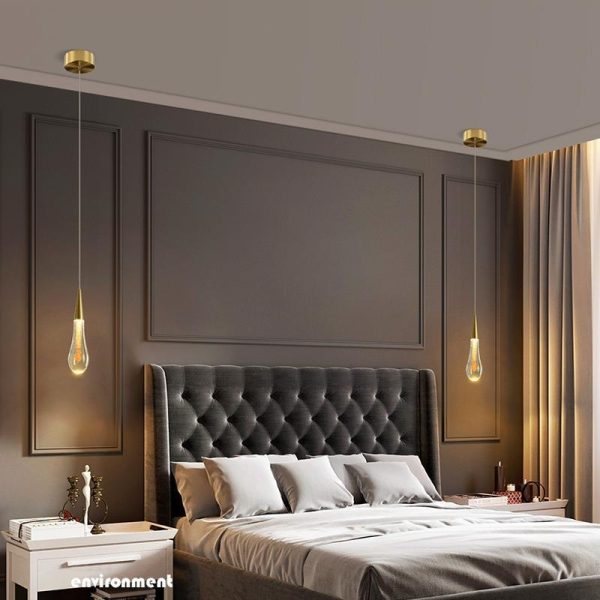 Contemporary Scandinavian Water Drops Hardware Glass LED Pendant Light For Bedroom - Image 3