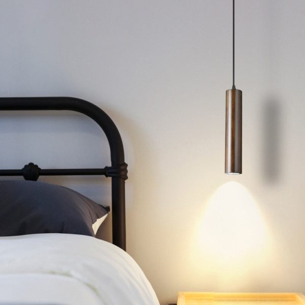 Modern Minimalist Wood Cylinder LED Pendant Light - Image 9