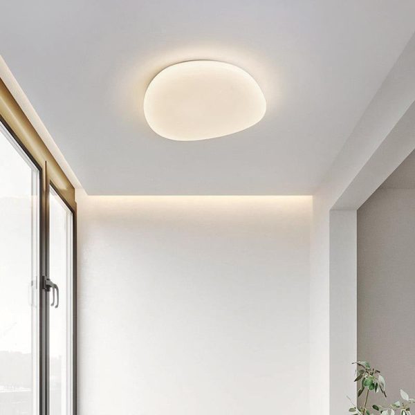 Modern Minimalist Pebble Shape Acrylic Hardware LED Flush Mount Ceiling Light For Bedroom - Image 3