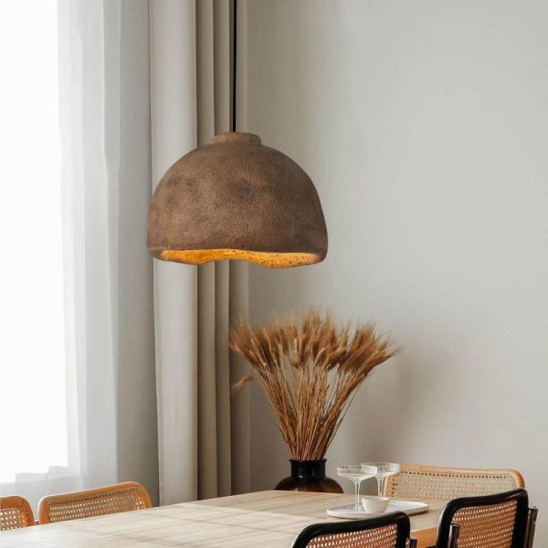 Contemporary Nordic Rough Rock Texture Semicircular 1-Light Pendant Light for Dining Room - Image 3