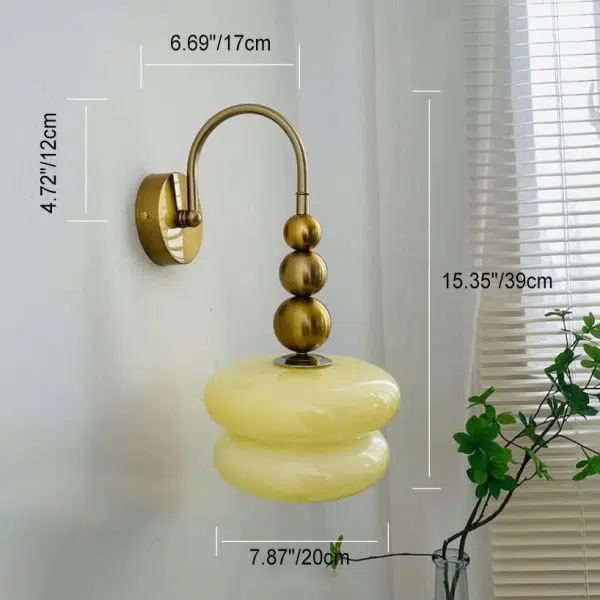 Macaron Cream Gourd Design Glass Shade 1-Light Wall Sconce Lamp - Image 6