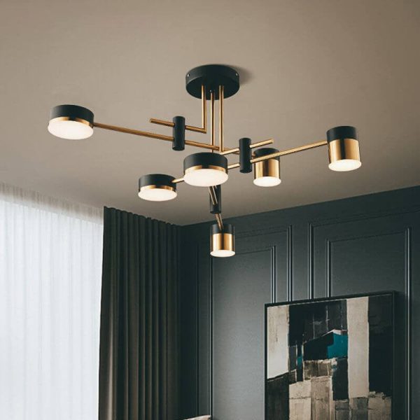 Modern Minimalist Black Gold Balanced 4-8 Light Semi-Flush Mount Light - Image 26