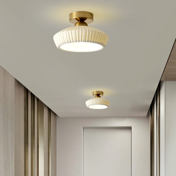 Modern Light Luxury Ceramic Disc 1-Light Semi-Flush Mount Lighting - Image 2