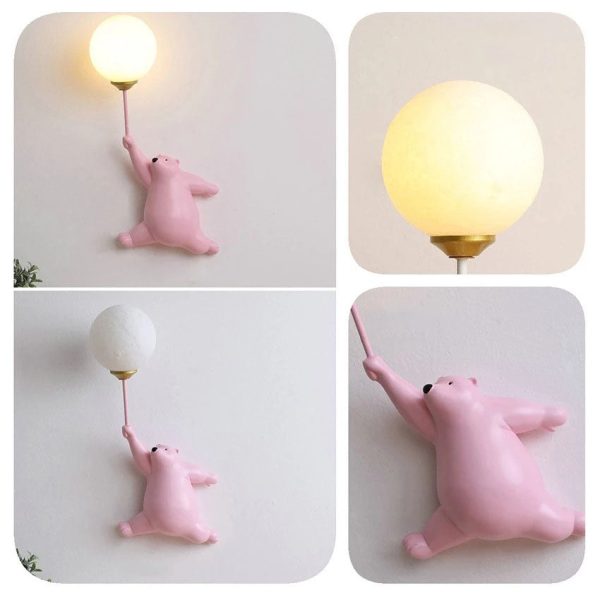 Modern Creative Bear Iron Glass 1-Light Wall Sconce Lamp - Image 5