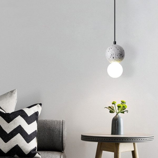 Contemporary Scandinavian Orb Terrazzo 1-Light Pendant Light For Bedroom - Image 2