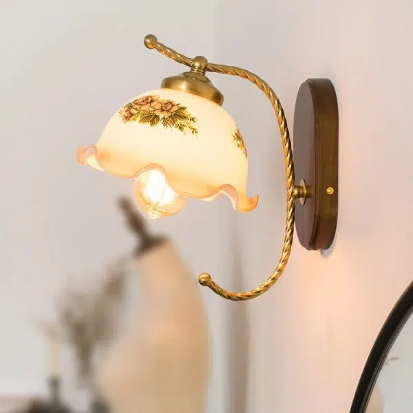 French Vintage Cream Glass Petal 1-Light Wall Sconce Lamp - Image 19