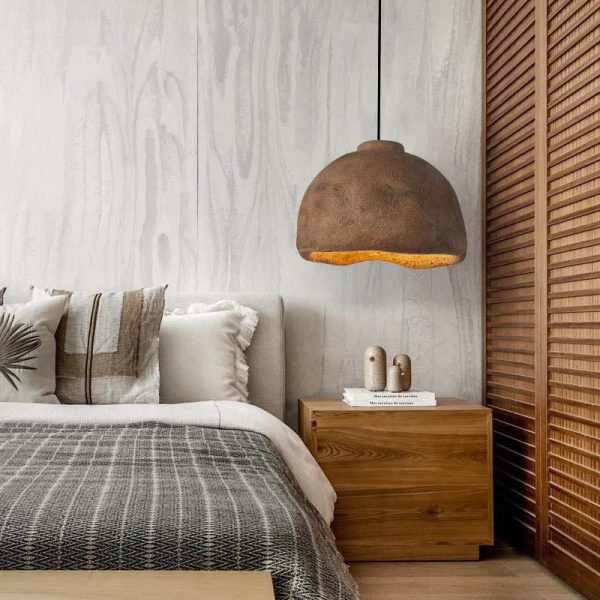 Contemporary Nordic Rough Rock Texture Semicircular 1-Light Pendant Light for Dining Room - Image 13