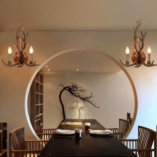 Industrial Resin Retro Antler 2-Light Creative Wall Sconce Lamp - Image 13