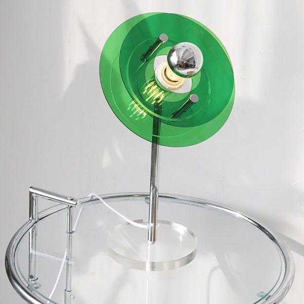 Modern Mid-Century Round Flying Saucer Iron Acrylic 1-Light Table Lamp For Bedroom - Image 4