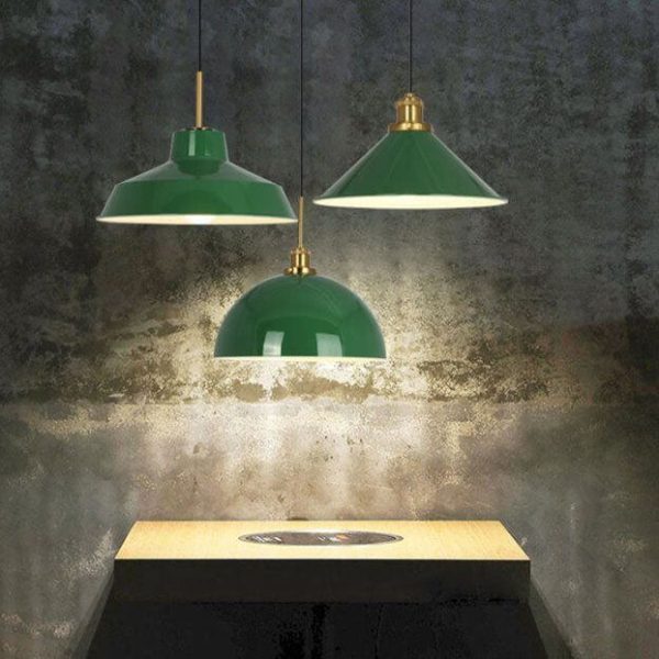 Industrial Vintage Green Iron Dome Cone 1-Light Pendant Light - Image 2