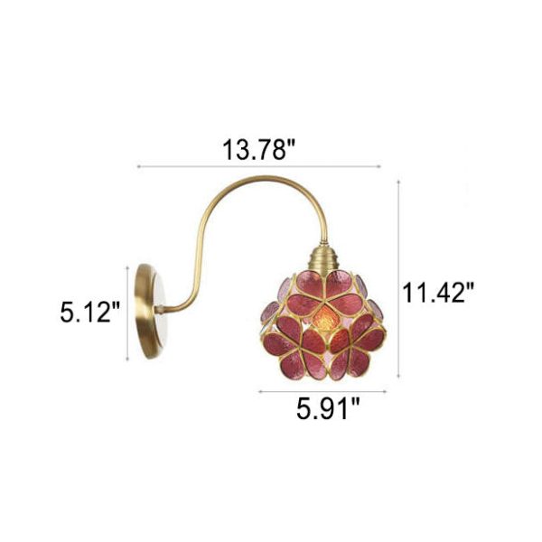 European Tiffany Vintage Brass Glass 1-Light Wall Sconce Lamp - Image 6