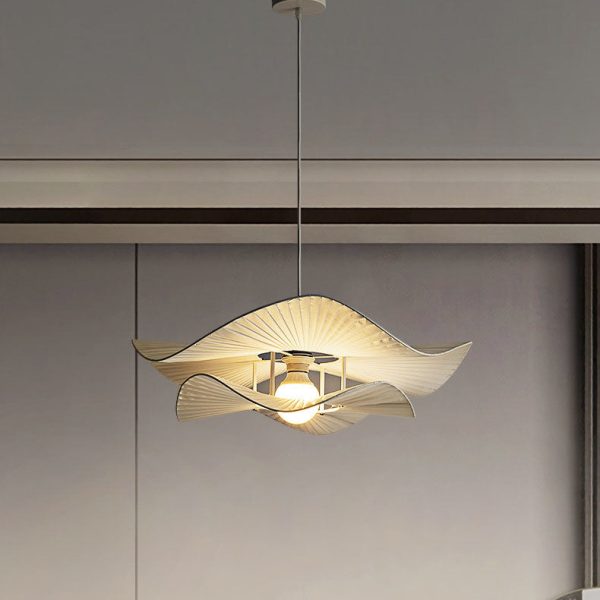 Modern Minimalist Irregular Wave Round Iron Fabric 1-Light Pendant Light For Living Room - Image 7