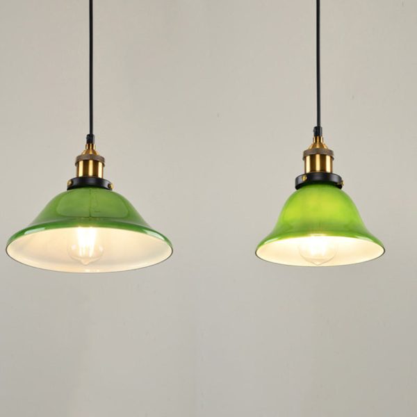 Contemporary Retro Emerald Green Flared Glass Shade 1-Light Pendant Light For Dining Room - Image 5