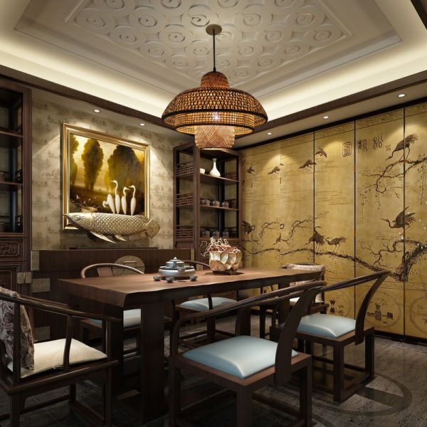 Japanese Vintage Triple Bamboo Weaving 1-Light Pendant Light - Image 7