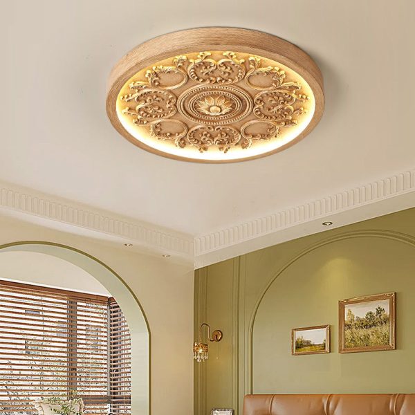 Modern Minimalist Carved Iron Resin Acrylic LED Flush Mount Ceiling Light For Bedroom - Image 9