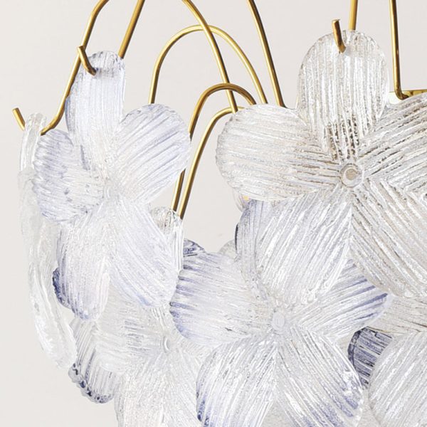 Traditional French Iron Glass Round Flower 5/6 Light Semi-Flush Mount Ceiling Light For Living Room - Image 7